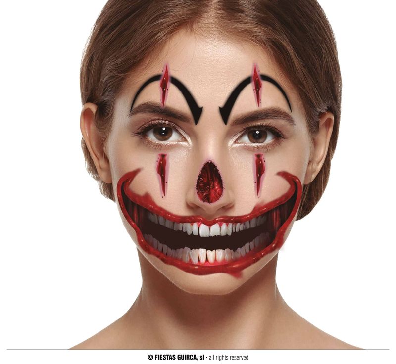 [15837] Clown Face Tattoo 30 x 14cm