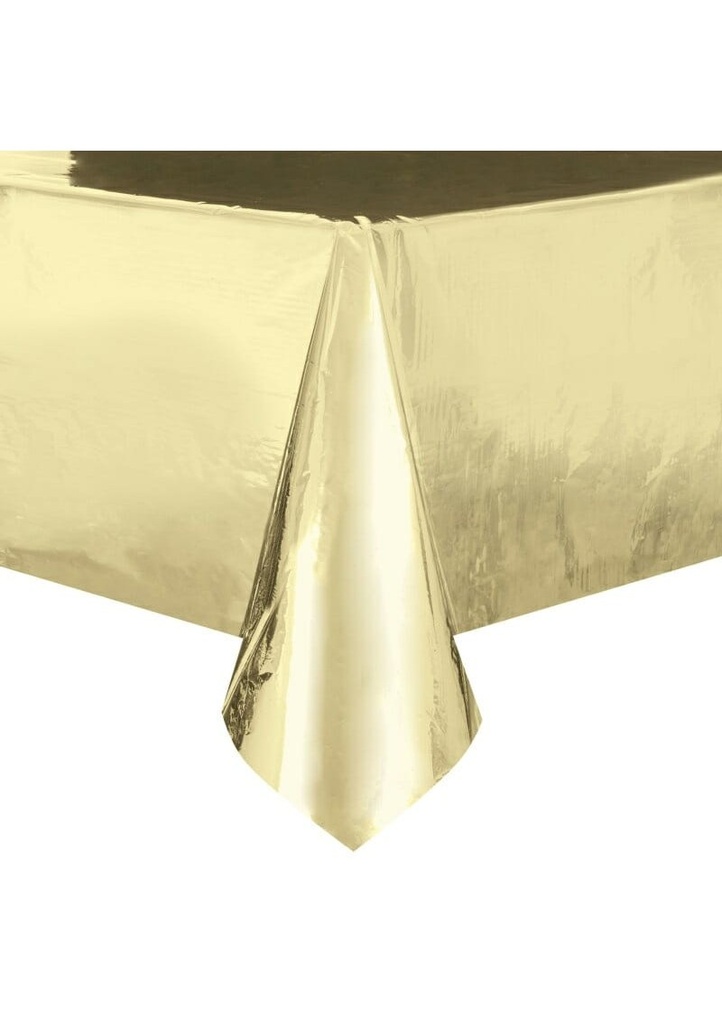 [50411] Rectangular Plastic Table Cover (54"x108") - Gold Foil