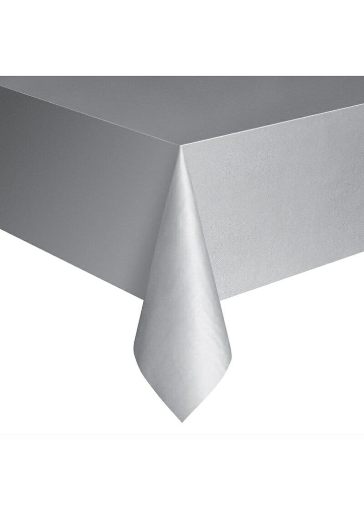 Rectangular Plastic Table Cover (54"x108") - Silver