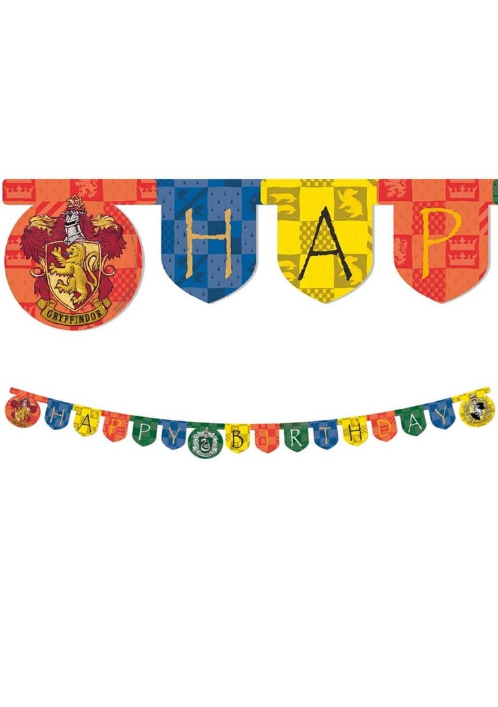 [93371] Harry Potter Hogwarts Houses FSC "Happy Birthday" Die-Cut Banner - 1pk