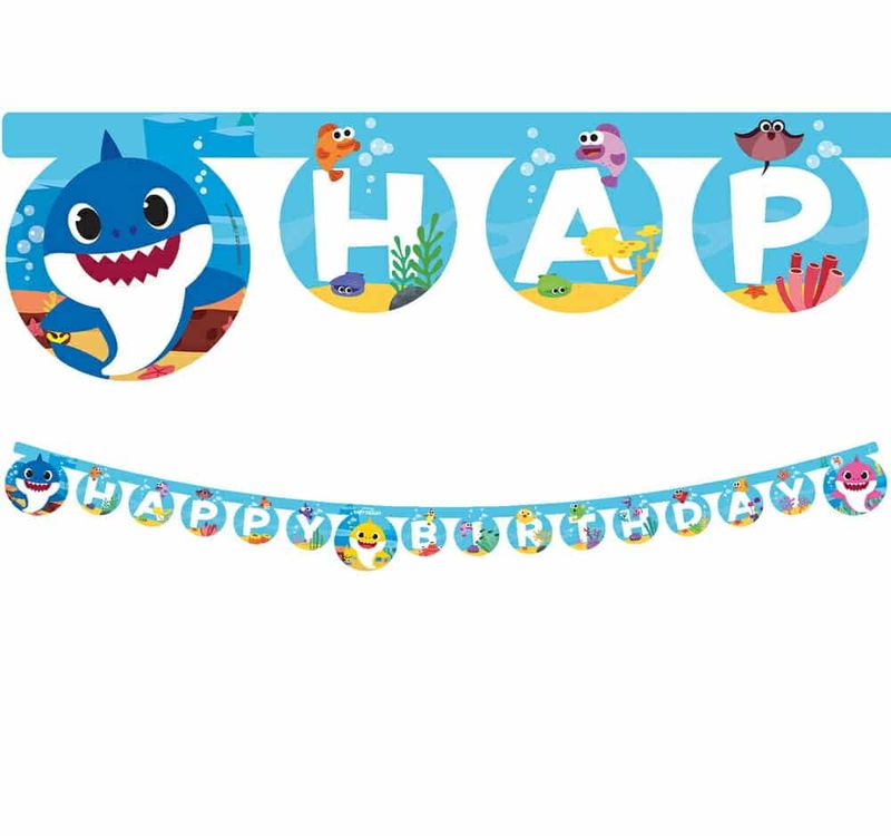 [92545] Baby Shark "Happy Birthday" Die-cut Banner - 1pk
