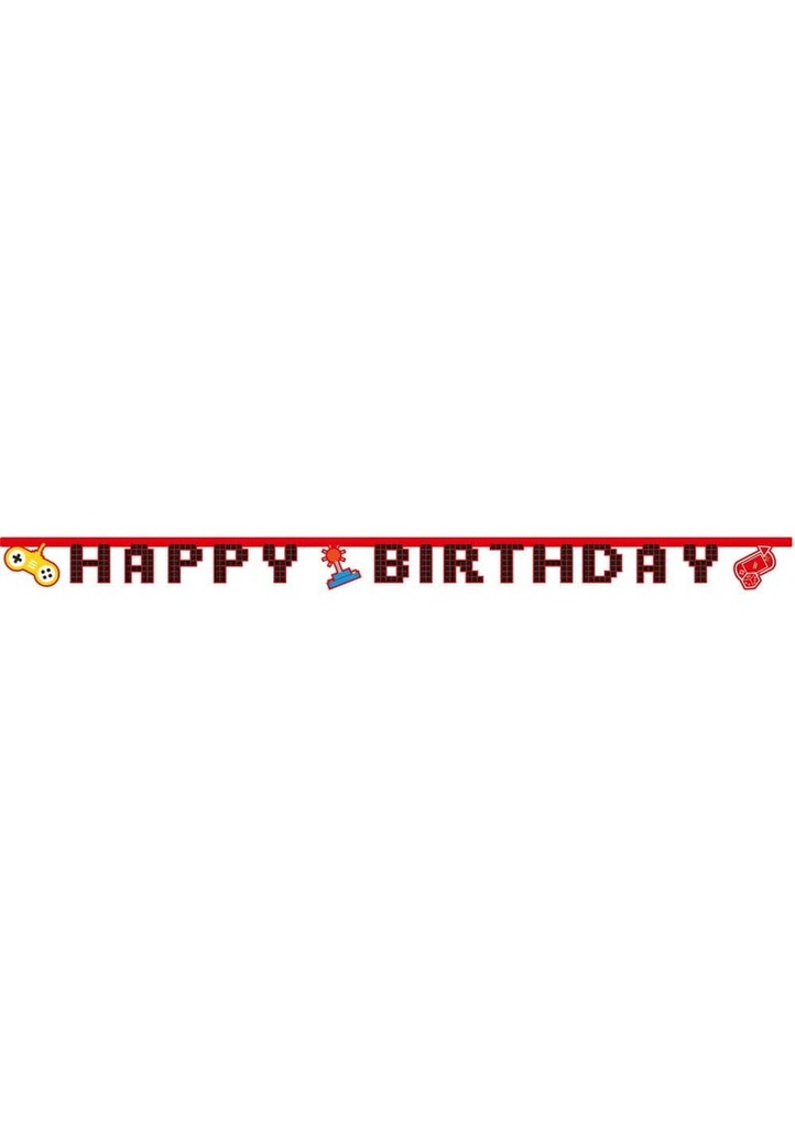 [93776] Gaming Party FSC "Happy Birthday" Die-Cut Banner - 1pk