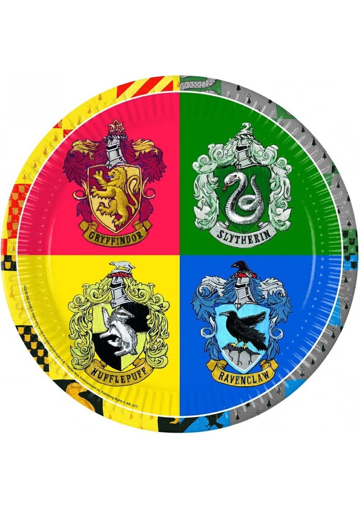 [93451] Harry Potter Hogwarts Houses FSC Paper Plates 23cm - 8pk