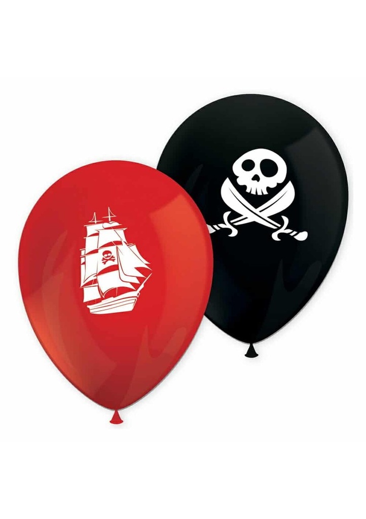 Island Pirates Printed Latex Balloons - 8pk