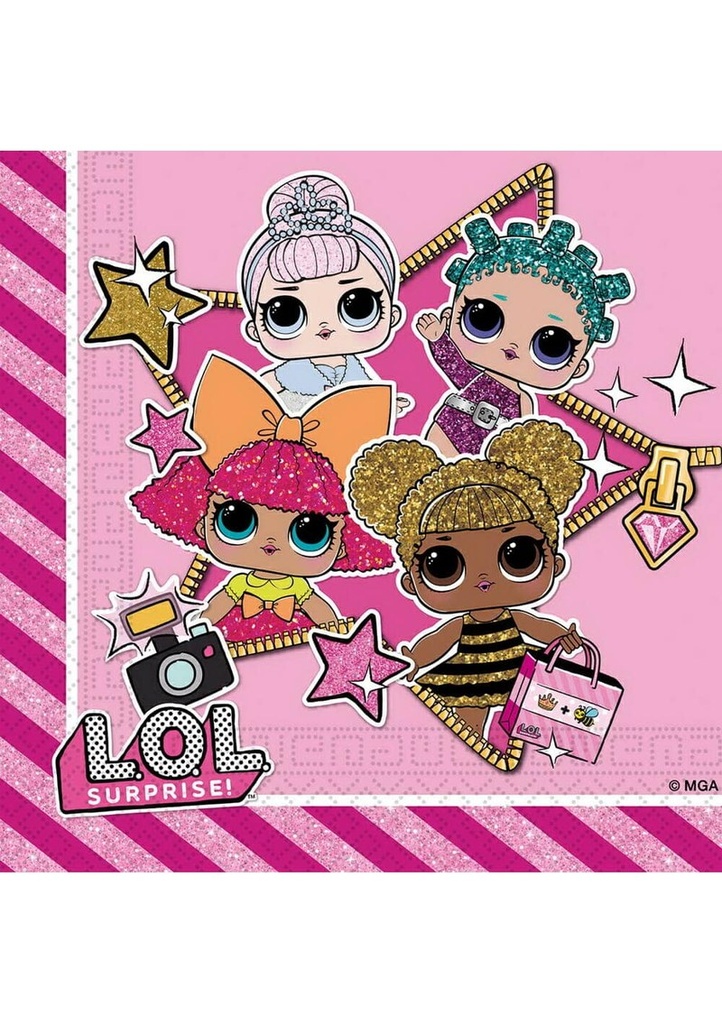 LOL Glitterati Two-Ply Paper Napkins 33x33cm - 20pk