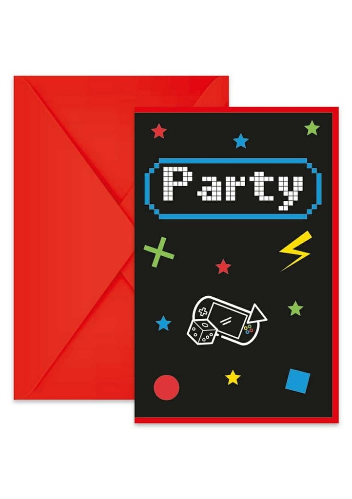 [93778] Gaming Party FSC Invitations & Envelopes - 6pk
