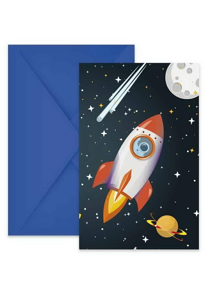 Rocket Space FSC Invitations & Envelopes - 6pk