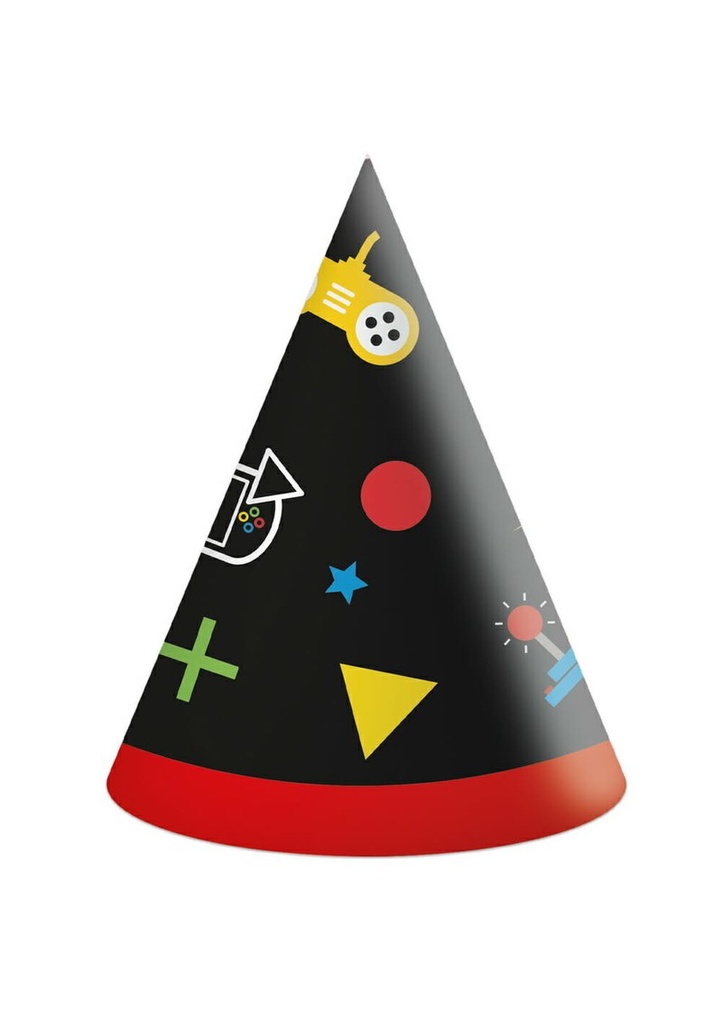 [93774] Gaming Party FSC Paper Hats - 6pk