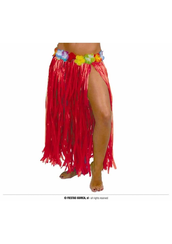 Hawaiian Skirt With Flowers 75cm - Red