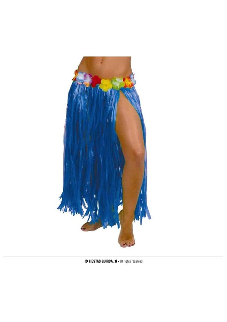 Hawaiian Skirt With Flowers 75cm - Blue