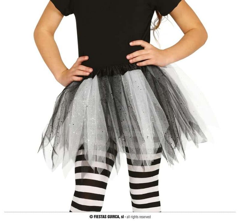 Black & White Shiny Tutu 30cm - Child One Size