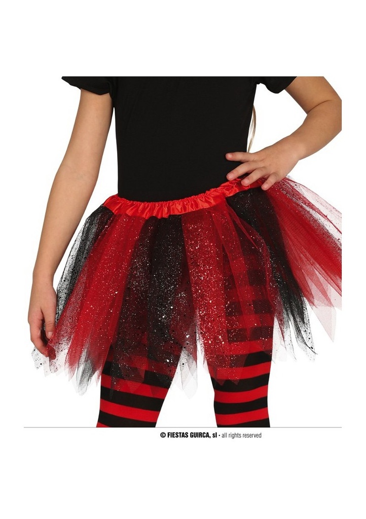 Red & Black Shiny Tutu 30cm - Child One Size