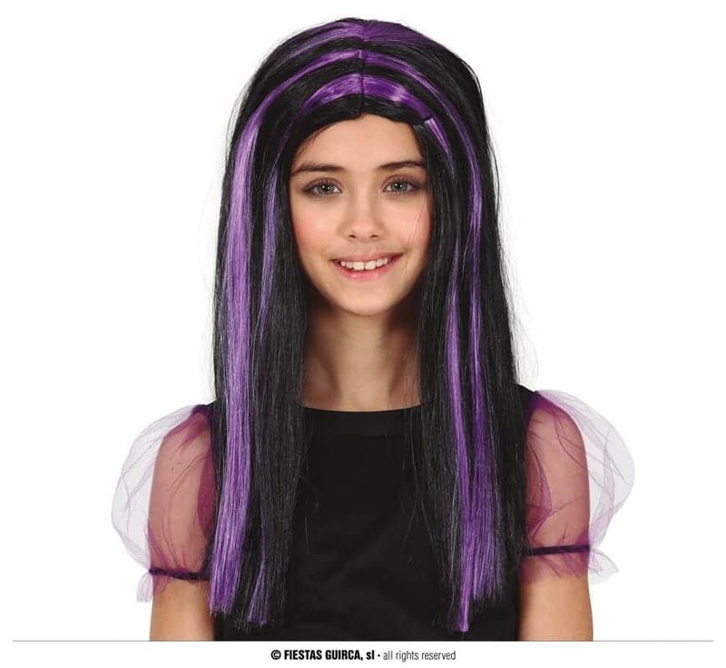 Black & Purple Witch Wig - Child One Size