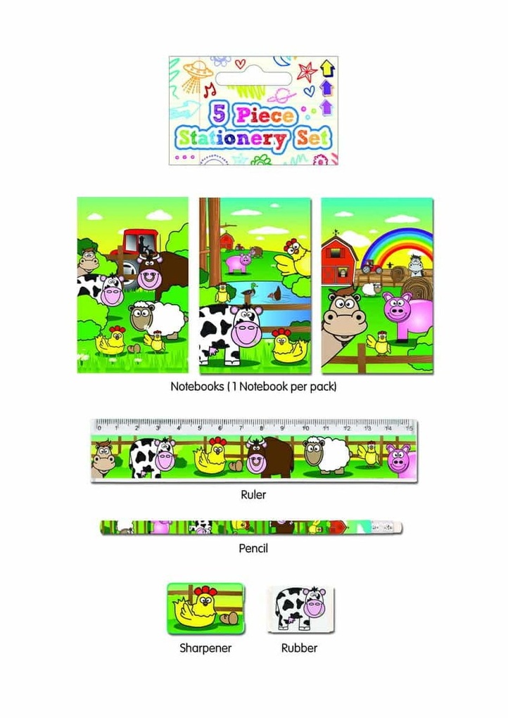 Party Favours Farm Stationery Set - 5pk