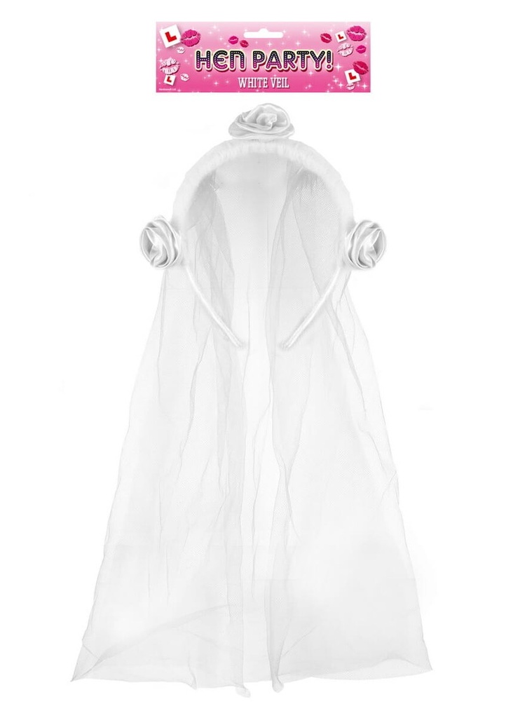 Hen Party White Veil With Flower - Adult One Size