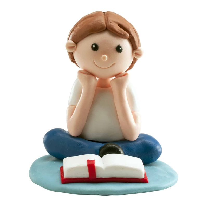 Communion Seated Boy Cake Topper - 8cm