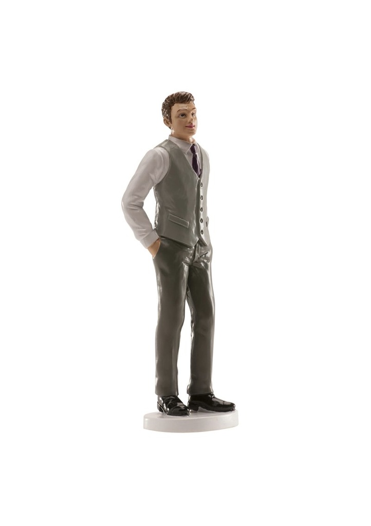 Wedding Man Grey Vest Cake Topper - 16cm