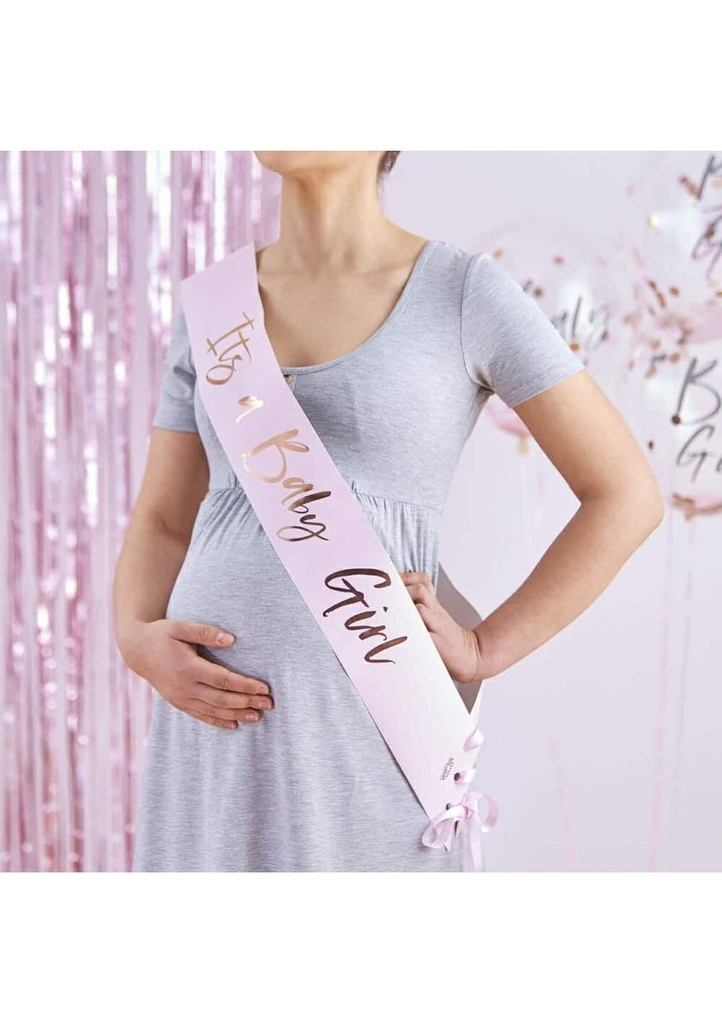 It's a Baby Girl Pink Baby Shower Sash