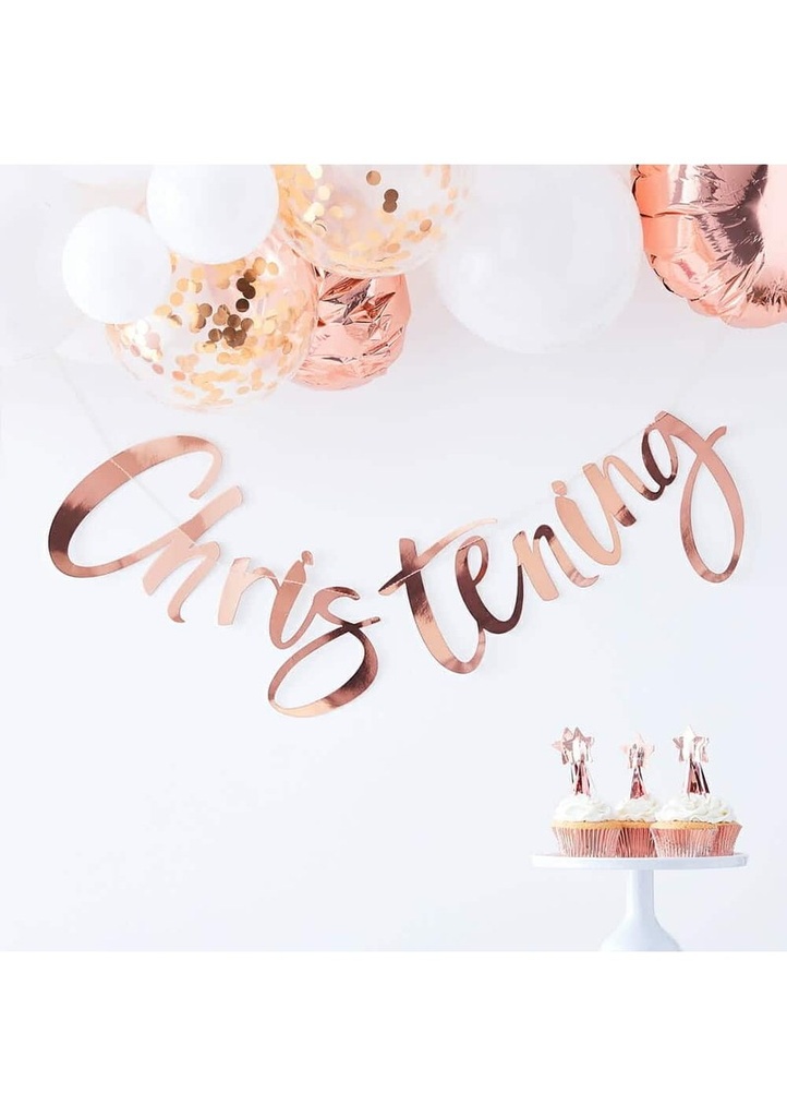 Rose Gold Christening Banner