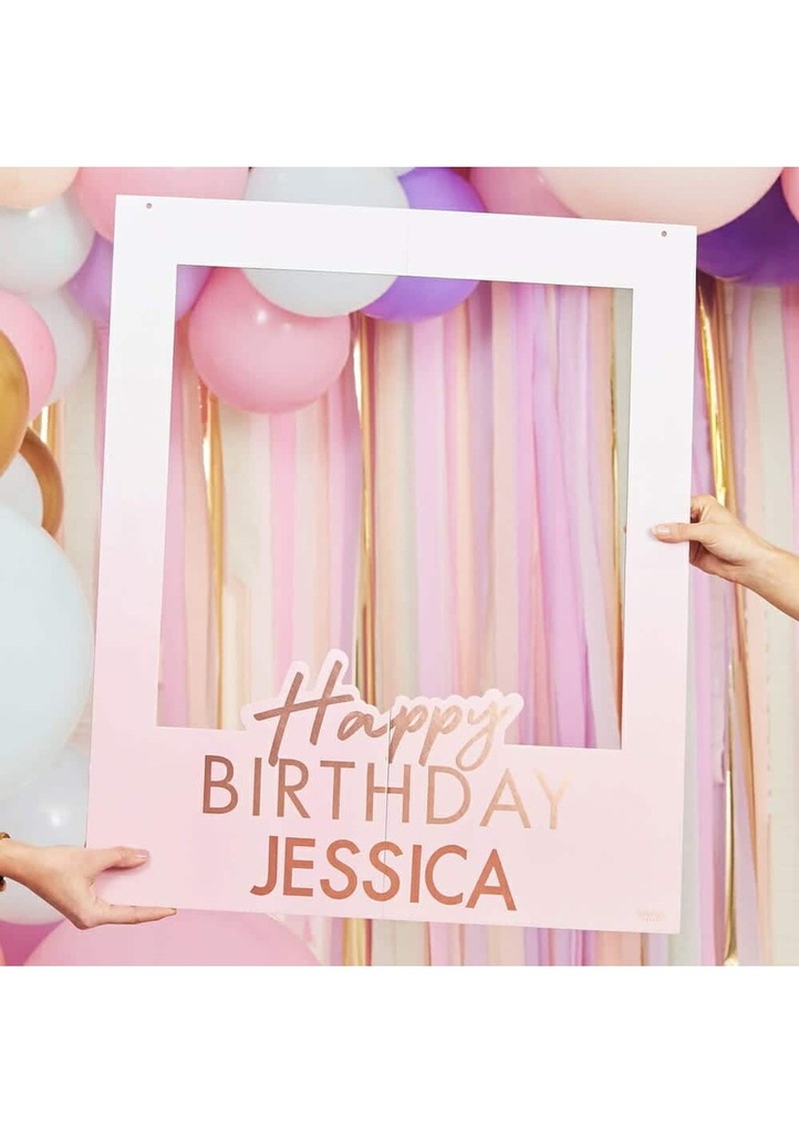 [MIX-111] Rose Gold Foiled Personalised Happy Birthday Selfie Photo Booth Frame