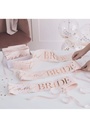 Pink and Rose Gold Team Bride Hen Party Sashes 6 Pack