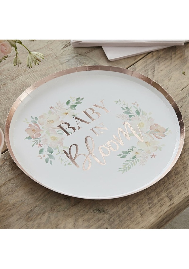 Rose Gold Baby In Bloom Baby Shower Plates