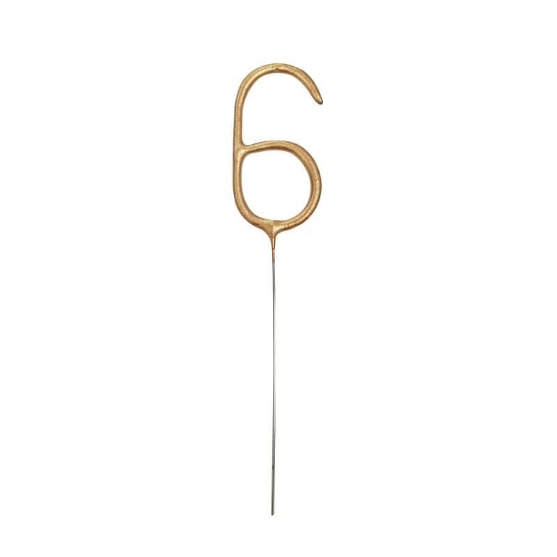 [84116EU] Birthday Gold Glitz Sparkler 17.8cm - Number 6