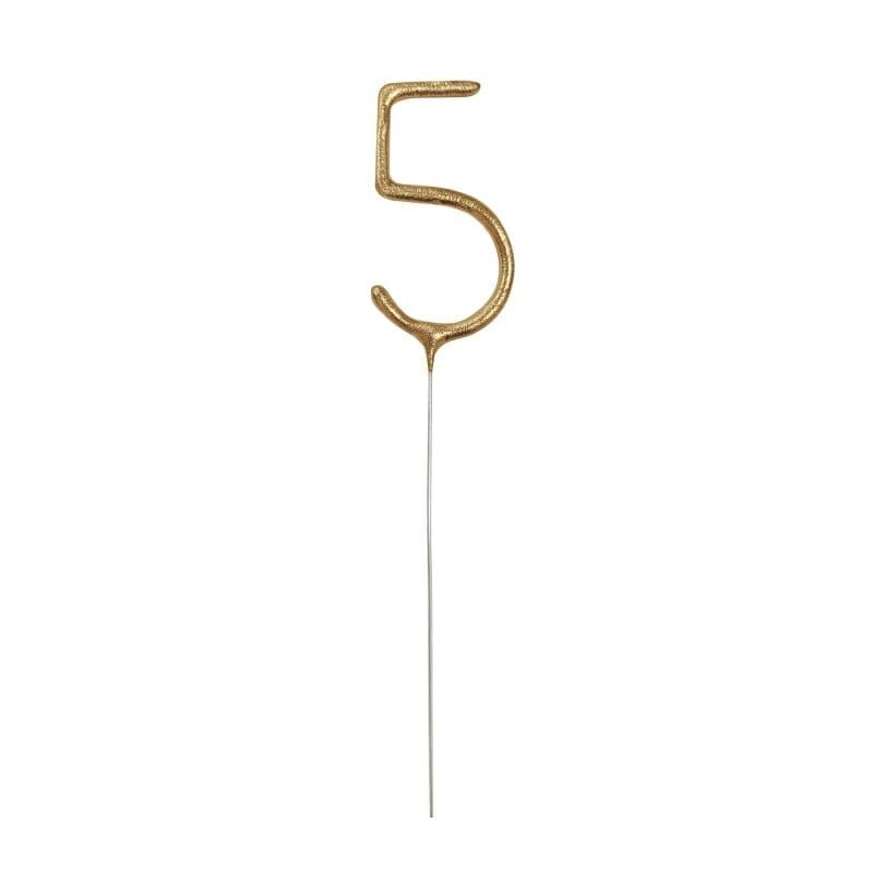 [84115EU] Birthday Gold Glitz Sparkler 17.8cm - Number 5