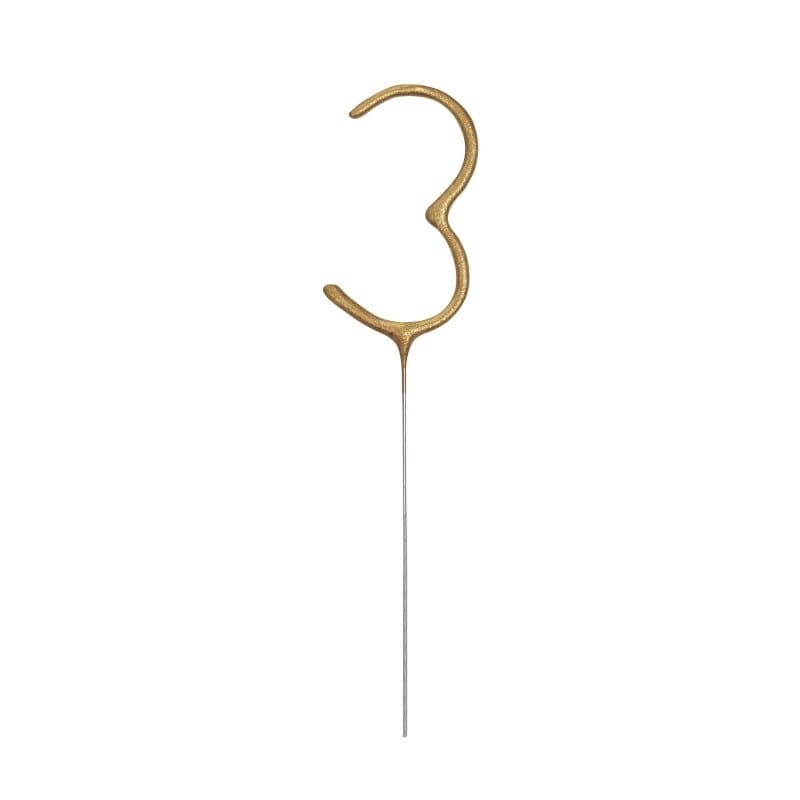 [84113EU] Birthday Gold Glitz Sparkler 17.8cm - Number 3