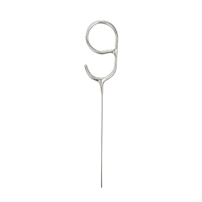 [84109EU] Birthday Silver Glitz Sparkler 17.8cm - Number 9