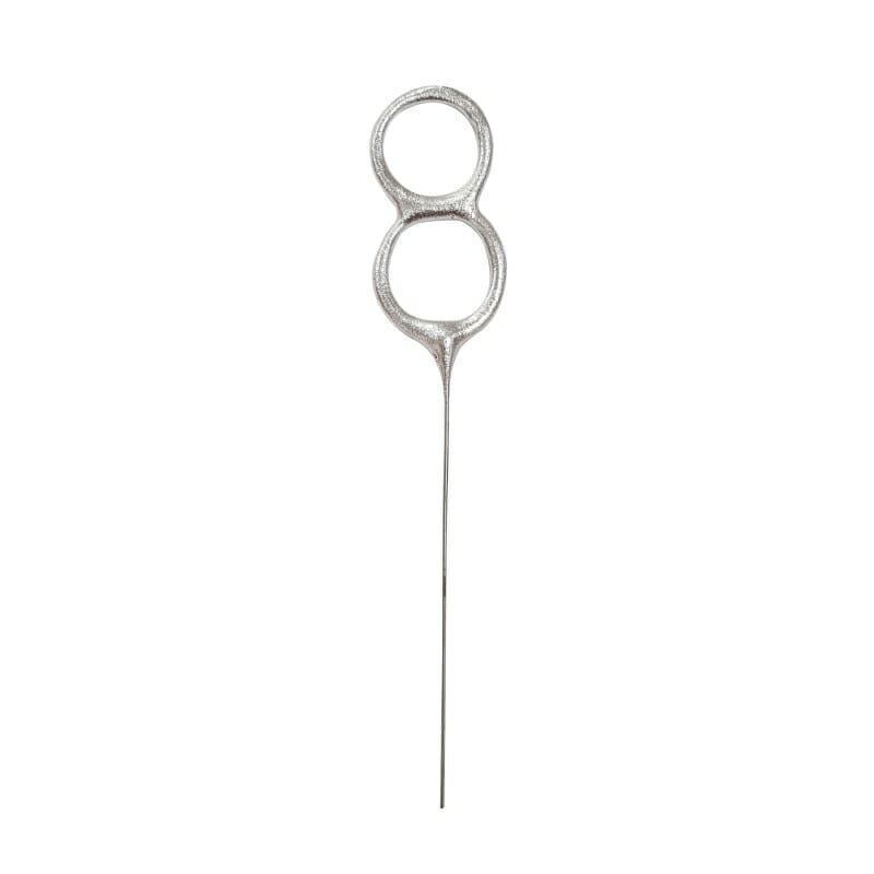 [84108EU] Birthday Silver Glitz Sparkler 17.8cm - Number 8