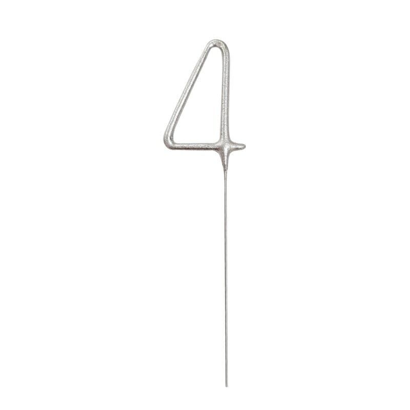 [84104EU] Birthday Silver Glitz Sparkler 17.8cm - Number 4