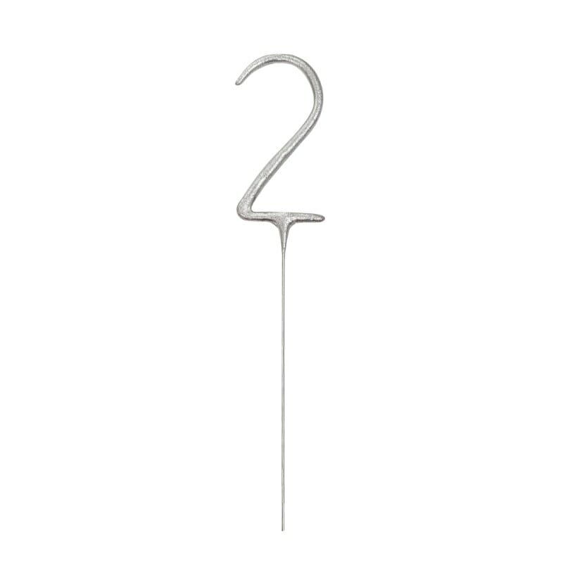 [84102EU] Birthday Silver Glitz Sparkler 17.8cm - Number 2