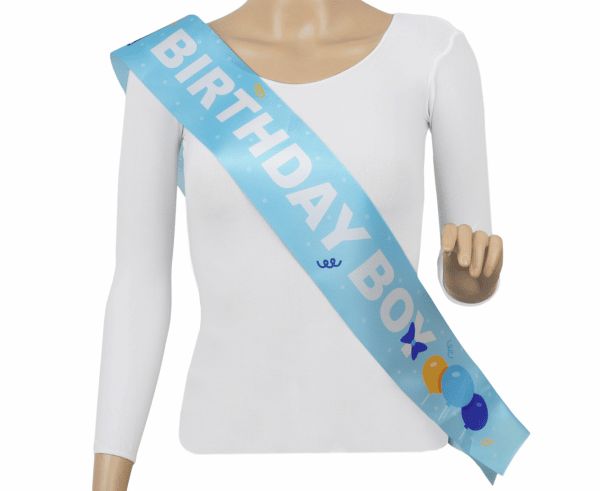 [PF-SZUB] Birthday Boy Sash, Sky-Blue, Size 10 x 150cm
