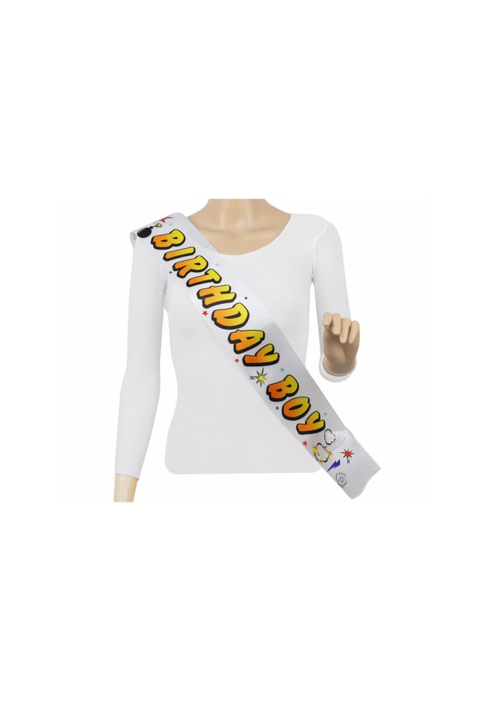 Hero Birthday Boy Sash, Size 10 x 150cm