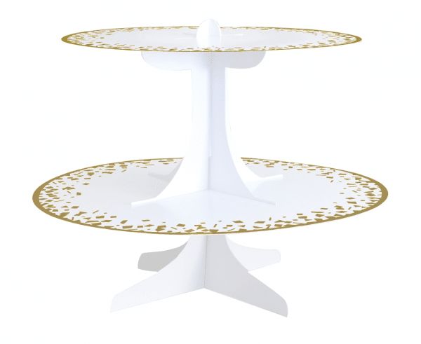 Cup Cake Stand Gold Confetti Celebrate - 31 x 23cm