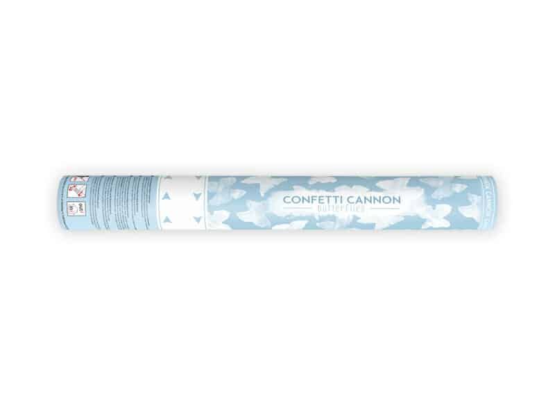 Confetti Cannon With Butterflies, White, 40cm (Tissue Paper)