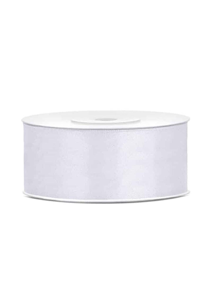 Satin Ribbon, White, 25mm (Sold Per Metre)