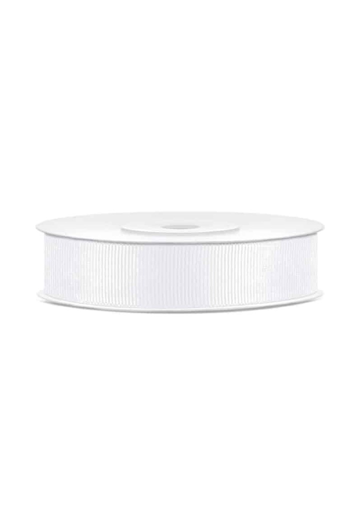 Grosgrain Ribbon, White, 15mm (Sold Per Metre)