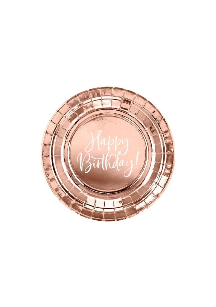 Plates Happy Birthday!, Rose Gold, 18cm (1 pkt / 6 pc.)