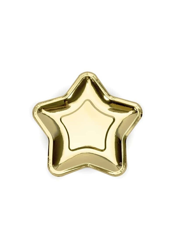 Paper Plates Star, Gold, 23cm (1 pkt / 6 pc.)