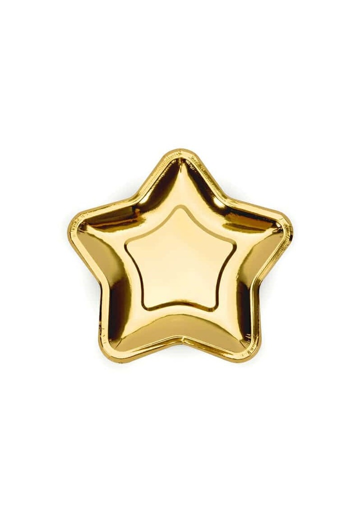 Paper Plates Star, Gold, 18cm (1 pkt / 6 pc.)