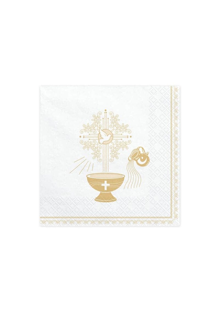 Napkins Holy Baptism, 33x33cm, Gold (1 pkt / 20 pc.)