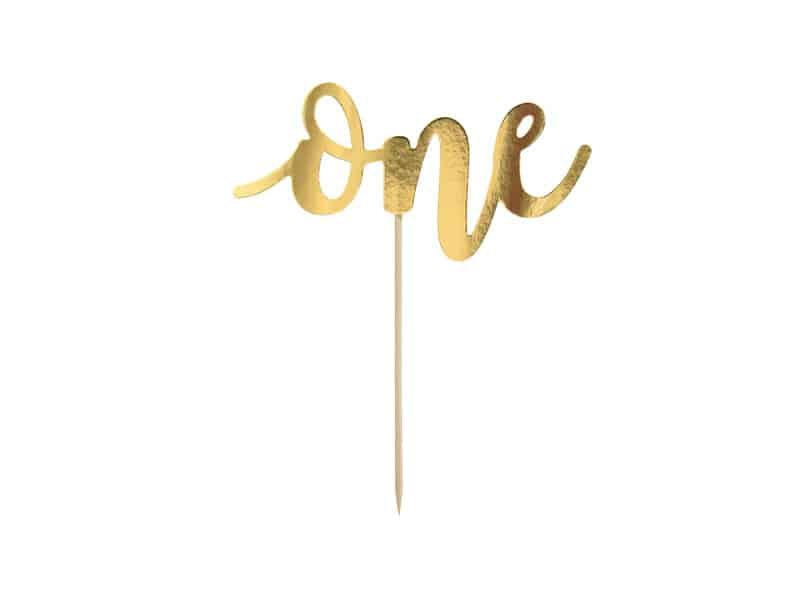 Cake Topper One, Gold, 19cm
