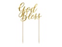 Cake Topper God Bless, Gold, 27.5cm