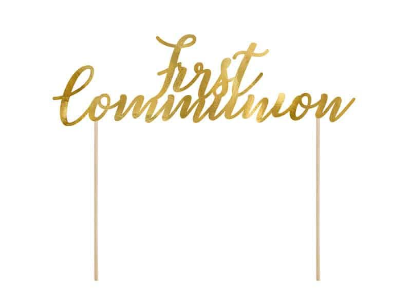 Cake Topper First Communion, Gold, 21cm