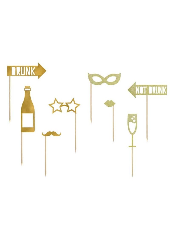 [KNP24-019] Photo Props Let's Celebrate, Mix, Gold (1 pkt / 8 pc.)
