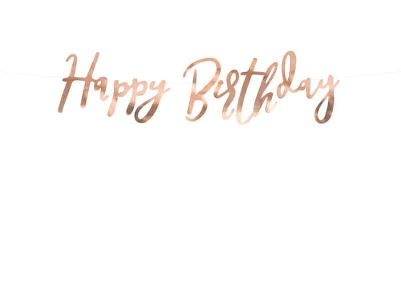 [GRL75-019R] Banner Happy Birthday, Rose Gold, 16.5x62cm