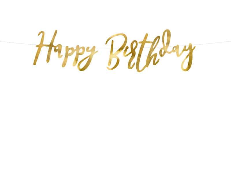 [GRL75-019M] Banner Happy Birthday, Gold, 16.5x62cm