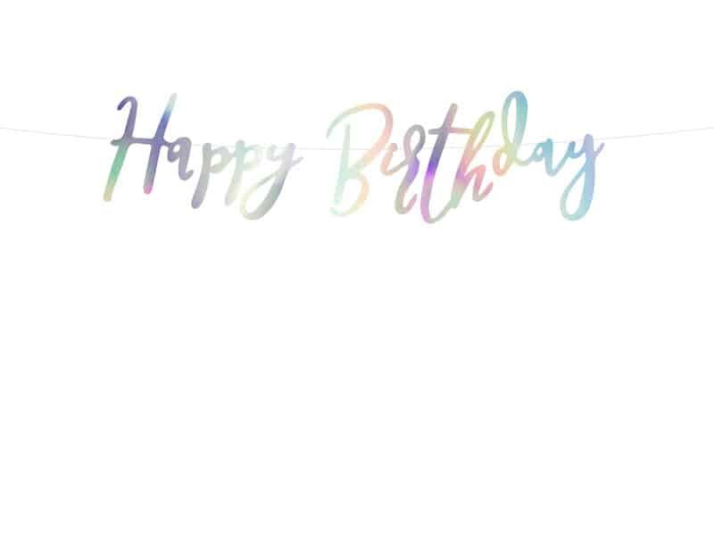 Banner Happy Birthday, Iridescent, 16.5x62cm